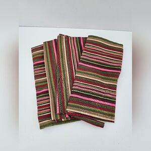 Ridgefield Home Striped Cotton Napkin Set – Pink, Green & Burgundy Multi-Stripe